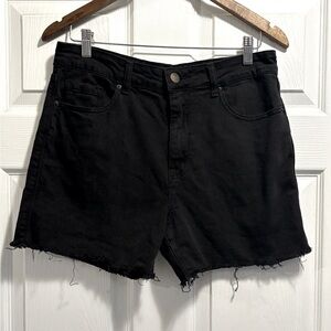 BDG Urban Outfitters High Rise Shorts Black Jean Frayed Hem Denim Size 31